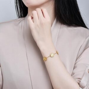 Clover  Women Hand Bracelet Double sided Flowers
