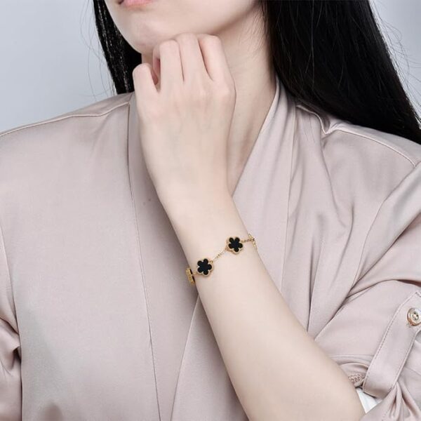 Luxury Stainless Steel Four-Leaf Clover Bracelet - Image 2