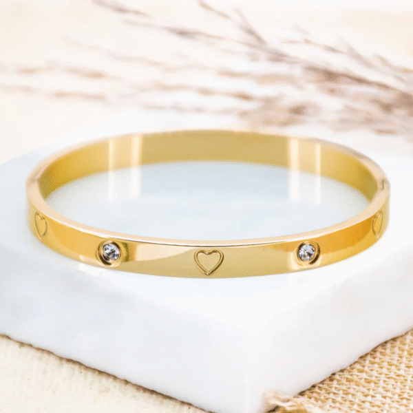 Women Crystals Gold-Plated Bangle-Style Bracelet - Image 4