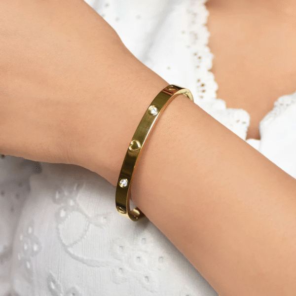 Women Crystals Gold-Plated Bangle-Style Bracelet - Image 3