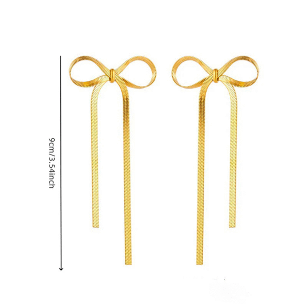 Golden Bow Cascade Necklace – Anti-Tarnish Finish - Image 2