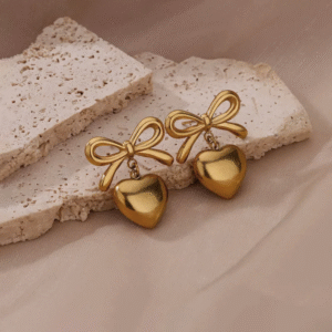 Bow Heart Earring | 18k Gold Plated - Anti Tarnish