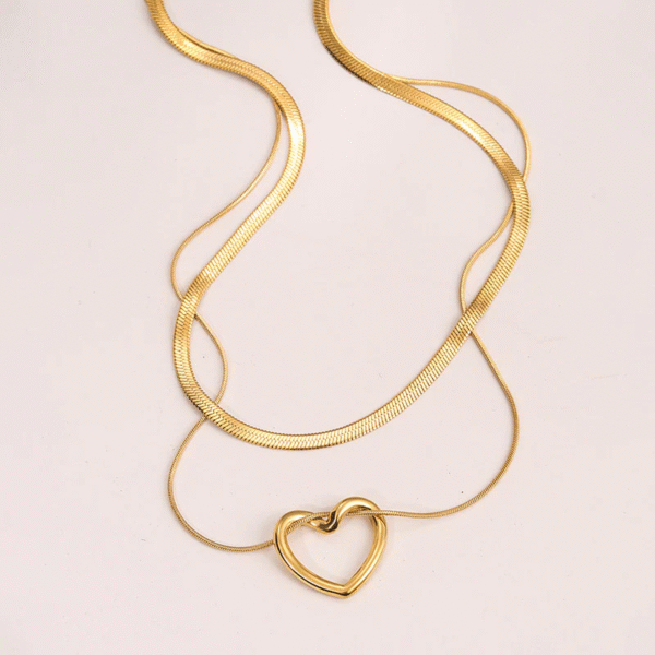 Golden Intertwine Heart Layered Necklace – Anti-Tarnish - Image 2