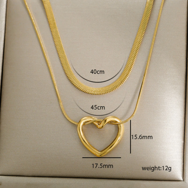 Golden Intertwine Heart Layered Necklace – Anti-Tarnish - Image 3