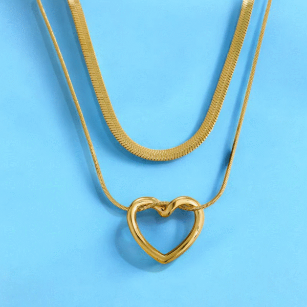 Golden Intertwine Heart Layered Necklace – Anti-Tarnish - Image 4