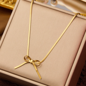 Luxe Bowknot Choker Necklace – Gold Plated