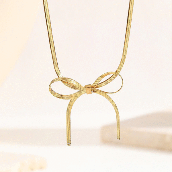 Luxe Bowknot Choker Necklace – Gold Plated - Image 4
