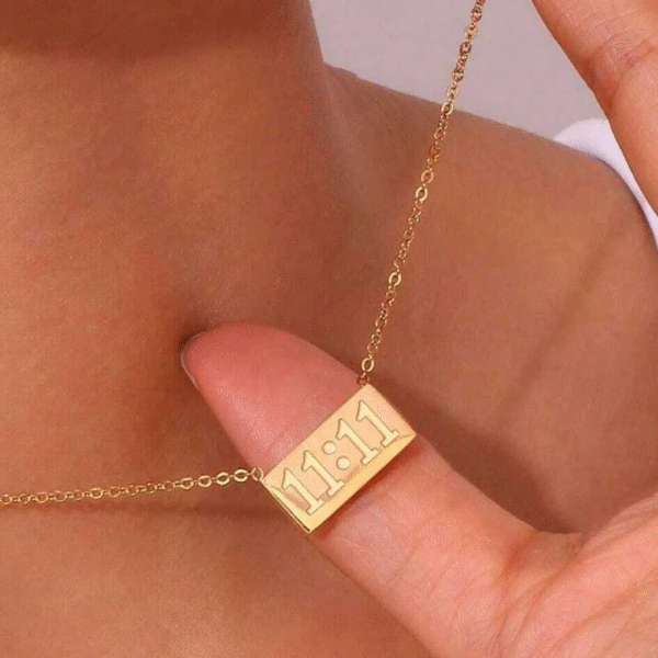 11:11 Angel Number Pendant Necklace – 18K Gold Plated - Image 2