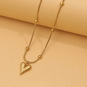 Golden Heart Charm Necklace – Anti-Tarnish Finish