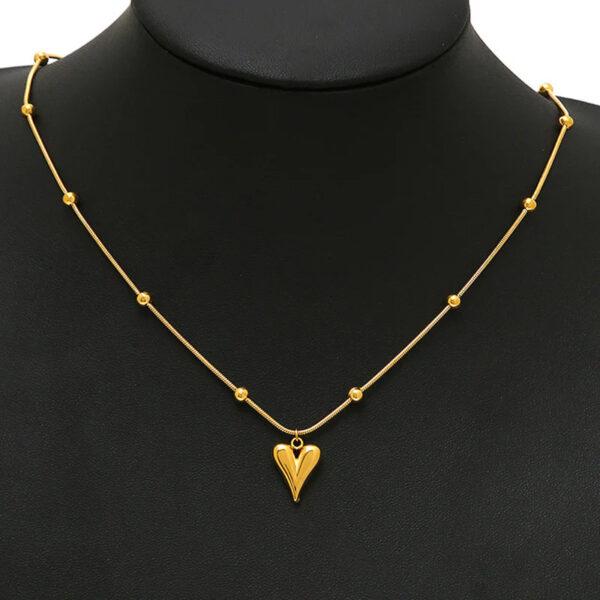 Golden Heart Charm Necklace – Anti-Tarnish Finish - Image 4
