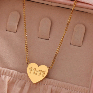 Golden Heart 11:11 Pendant Necklace – Anti-Tarnish