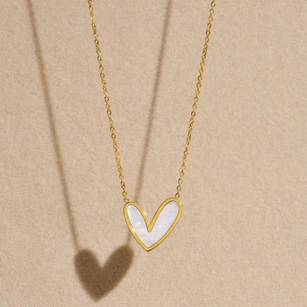 Golden Shell Heart Pendant Necklace – Dainty Chain - Image 2