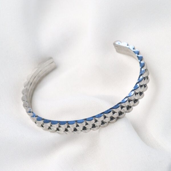 Stainless Steel Silver Cuff Bangle - Image 2