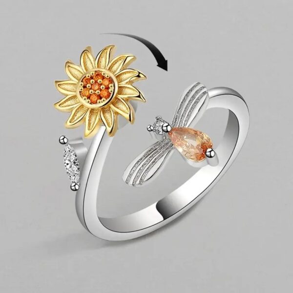 Sunflower Bee Spinner Ring - Image 2