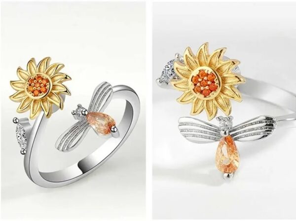 Sunflower Bee Spinner Ring - Image 4