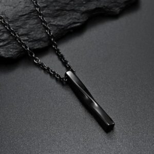 Black Twisted Bar Pendant for Men