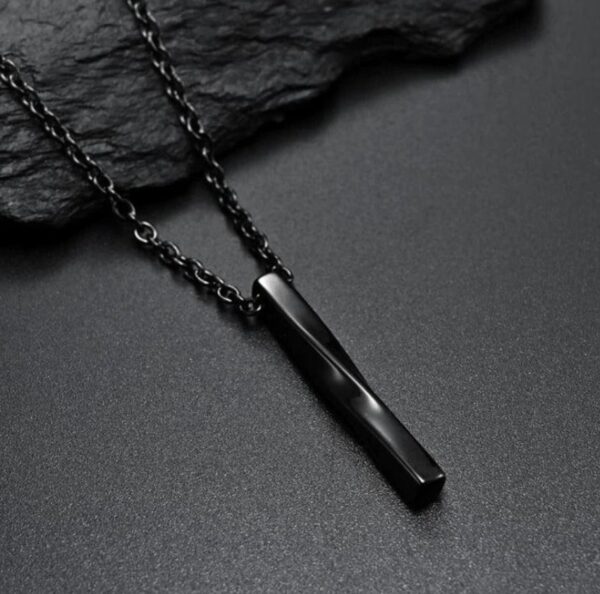 Black Twisted Bar Pendant for Men