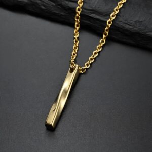 Gold Plated Twisted Bar Pendant – Stylish Chain for Men