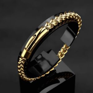 Men’s Black & Gold Chain Bracelet – Stainless Steel Magnetic Clasp