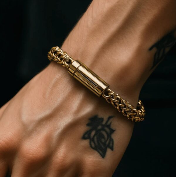 Men’s Black & Gold Chain Bracelet – Stainless Steel Magnetic Clasp - Image 2