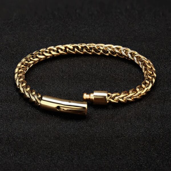 Men’s Black & Gold Chain Bracelet – Stainless Steel Magnetic Clasp - Image 3