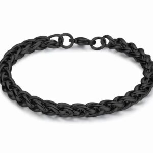 Men’s Black Silicone Chain Bracelet – Gold Accent & Magnetic Clasp