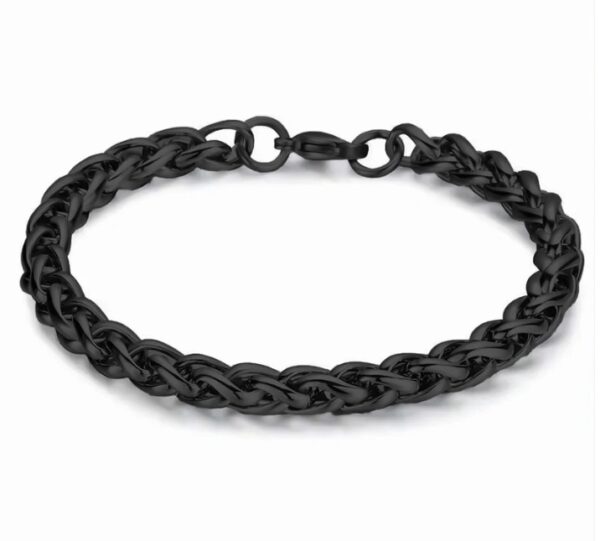 Men’s Black Silicone Chain Bracelet – Gold Accent & Magnetic Clasp
