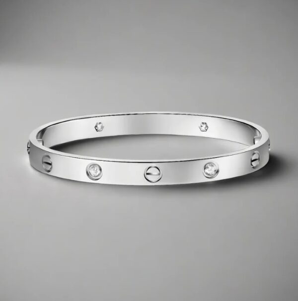 Silver-Plated Screw Bracelet – Unisex Kada with Crystal Stones
