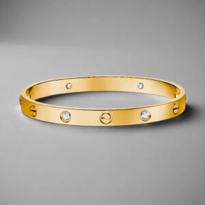 18K Gold-Plated Screw Bracelet – Unisex Kada with Zircon Stones