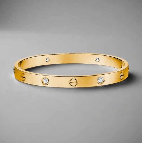 18K Gold-Plated Screw Bracelet – Unisex Kada with Zircon Stones