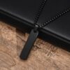 Men’s Black-Plated Vertical Bar Pendant