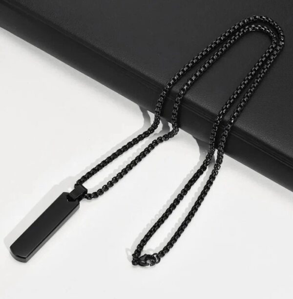 Men’s Black-Plated Vertical Bar Pendant - Image 3