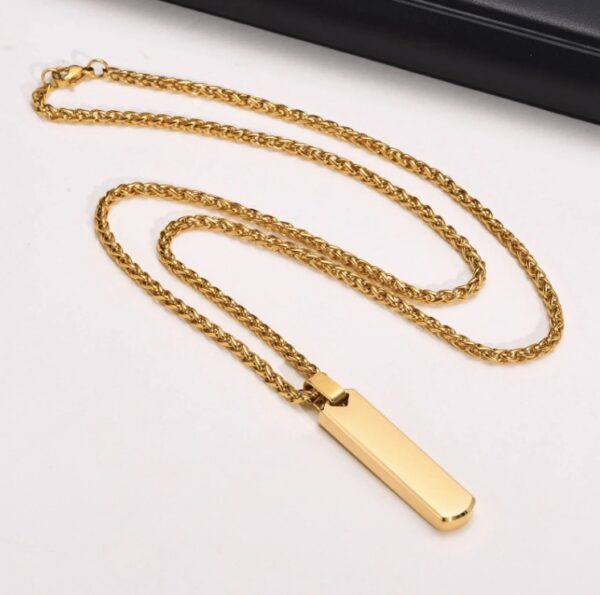 Men’s Gold-Plated Vertical Bar Pendant – Stainless Steel Necklace - Image 3