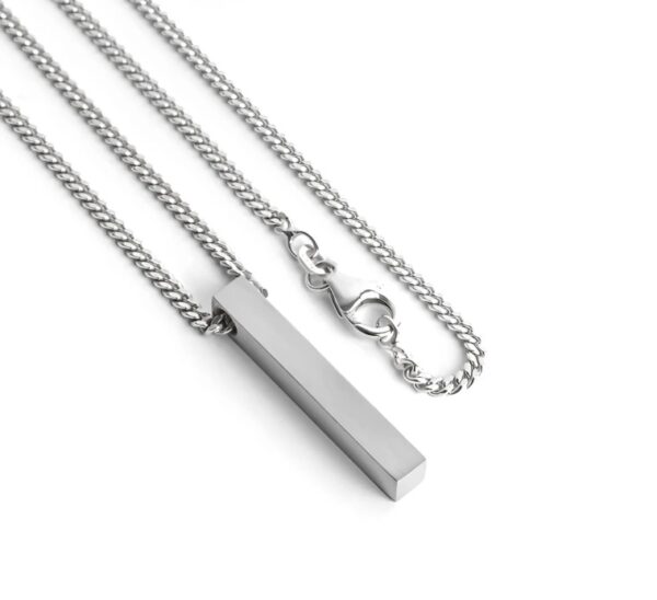 Silver Edge Bar Pendant – Minimalist Vertical Necklace for Men - Image 2