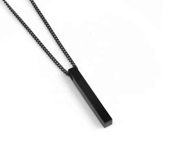 Black Edge Bar Pendant – Minimalist Vertical Necklace for Men - Image 2
