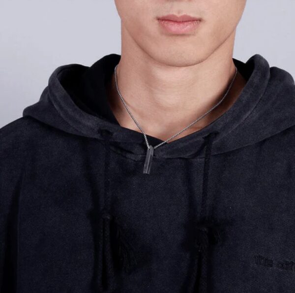 Black Edge Bar Pendant – Minimalist Vertical Necklace for Men - Image 3
