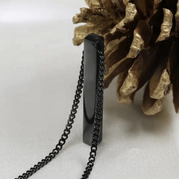 Black Edge Bar Pendant – Minimalist Vertical Necklace for Men - Image 4