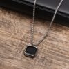 Midnight Stone Frame Pendant – Black Octagon Necklace for Men