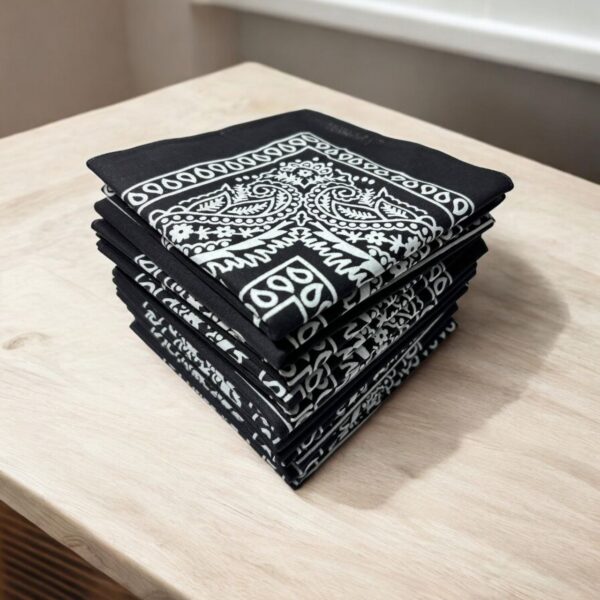 UrbanEdge Paisley Bandana Handkerchief – Black & White Classic - Image 4