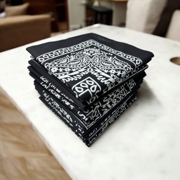 UrbanEdge Paisley Bandana Handkerchief – Black & White Classic - Image 5