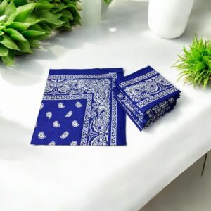 UrbanEdge Paisley Handkerchief Bandana Set – Royal Blue Pack of 6