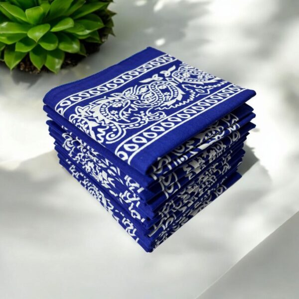 UrbanEdge Paisley Handkerchief Bandana Set – Royal Blue Pack of 6 - Image 4