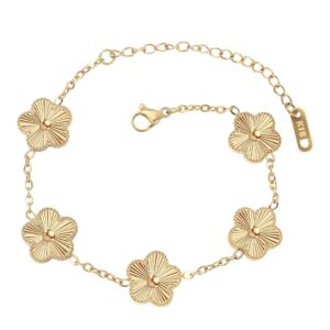 Golden Clover Bracelet for Women | Adjustable, Waterproof & Anti-Tarnish