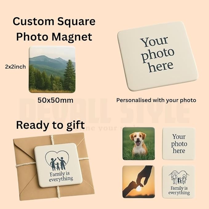 Customised Square Photo Fridge Magnet 50×50mm | Personalised Gift - Image 6